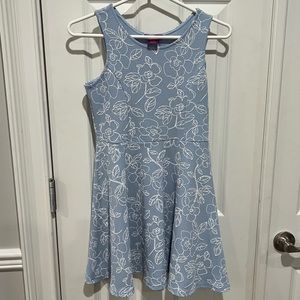 Girls Dress Blue and White Floral Aqua by Bloomingdales Girls Sz 14 (XL)